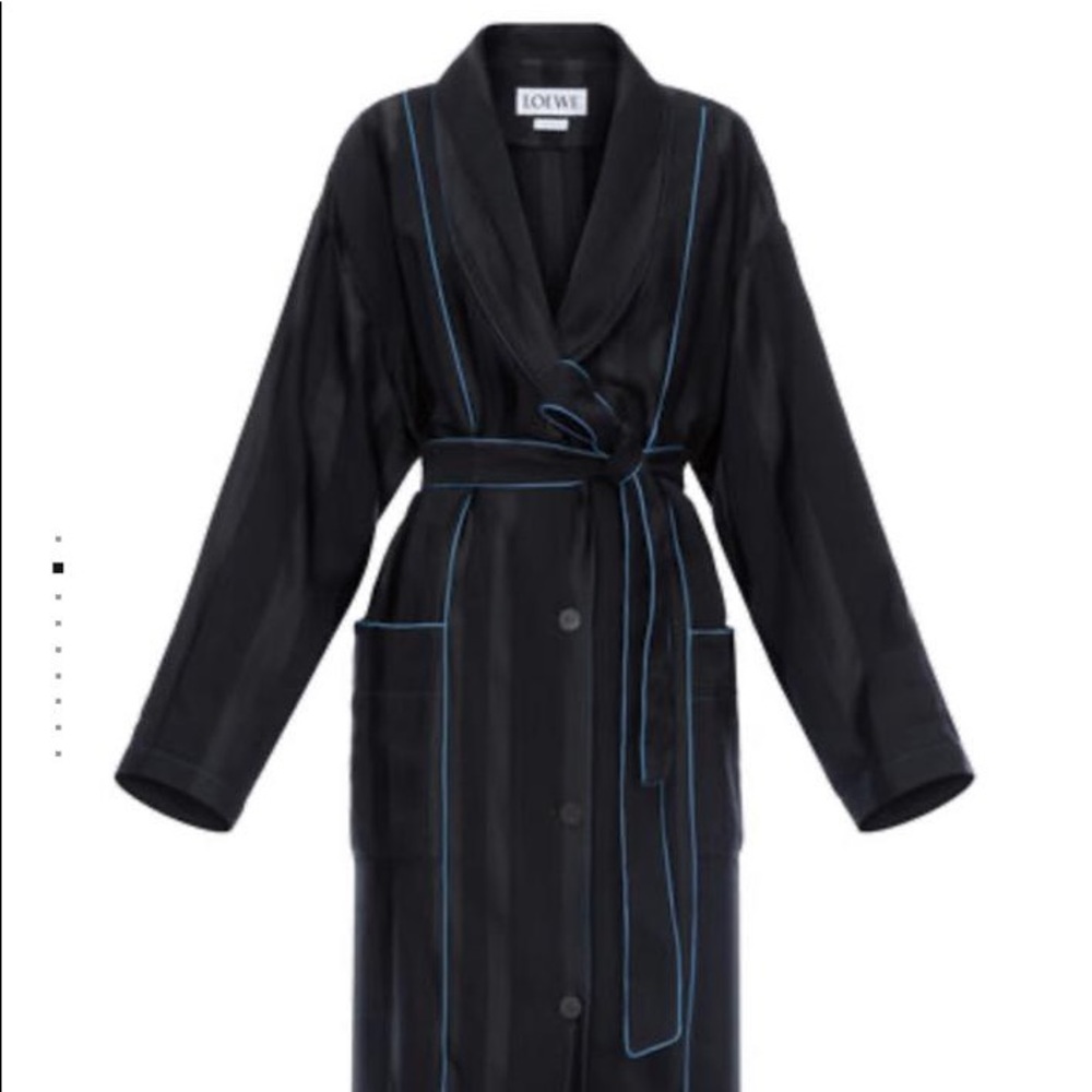 Loewe black silk robe coat
